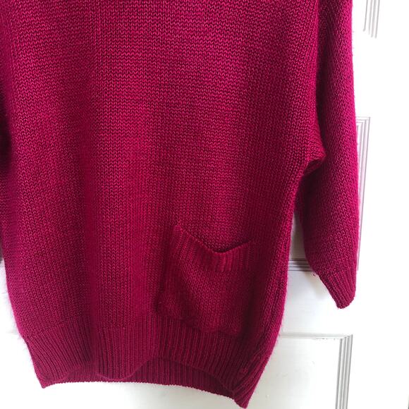 VTG Garland Knit Sweater L 70s 80s Raspberry Pink Boxy USA Made Minimalist - Picture 3 of 8